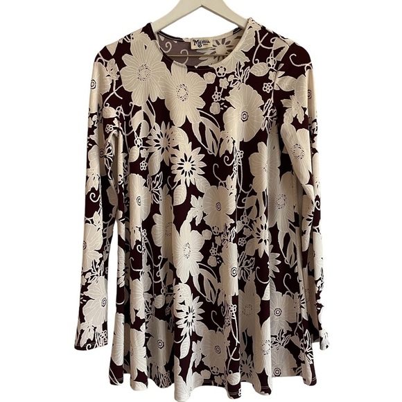 Show Me Your Mumu Tyler Tunic Dress, Burgundy Bloom Spandy, Size S - Picture 4 of 8